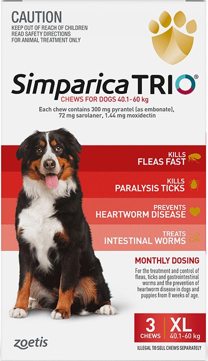 Simparica Trio For X-large Dogs - 88 - 132 Lbs - Brown - 6 Tablets 